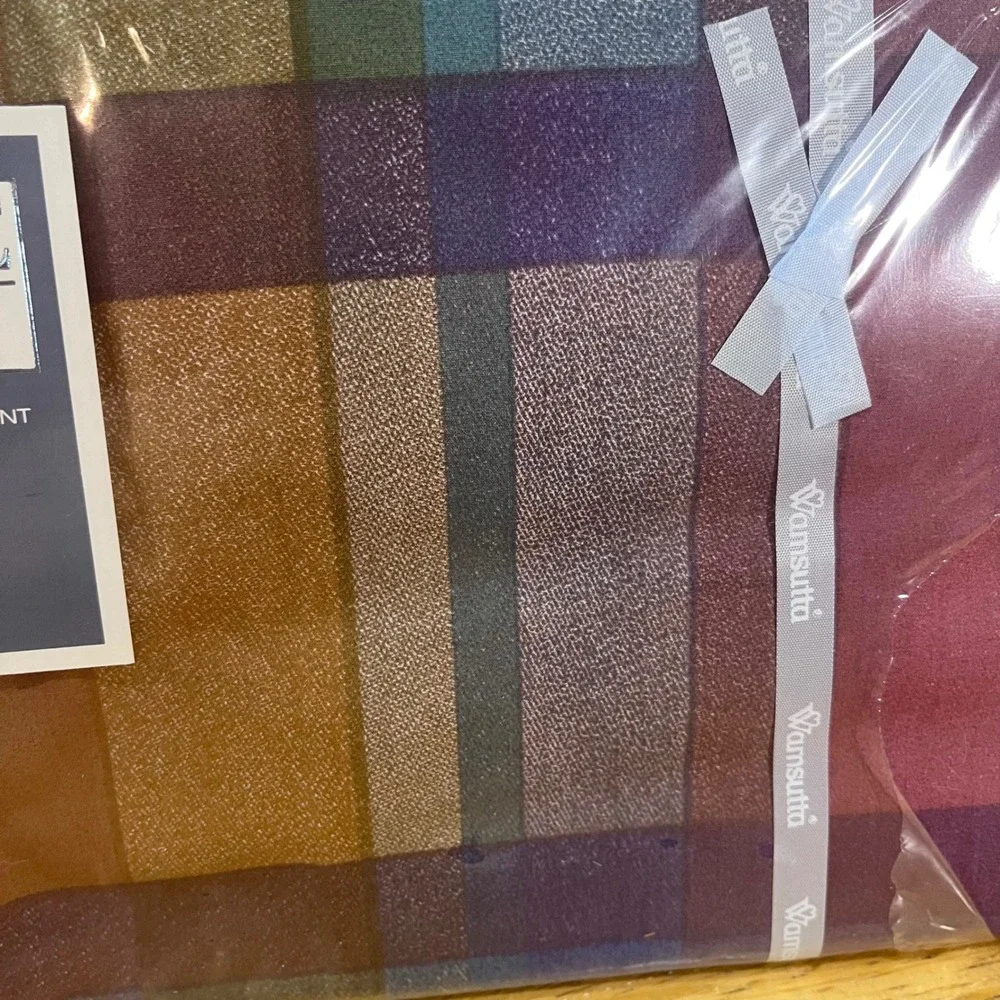 Vtg Wamsutta Supercale Plus King Flat Sheet Tyler Plaid Spice 200TC Made in USA
